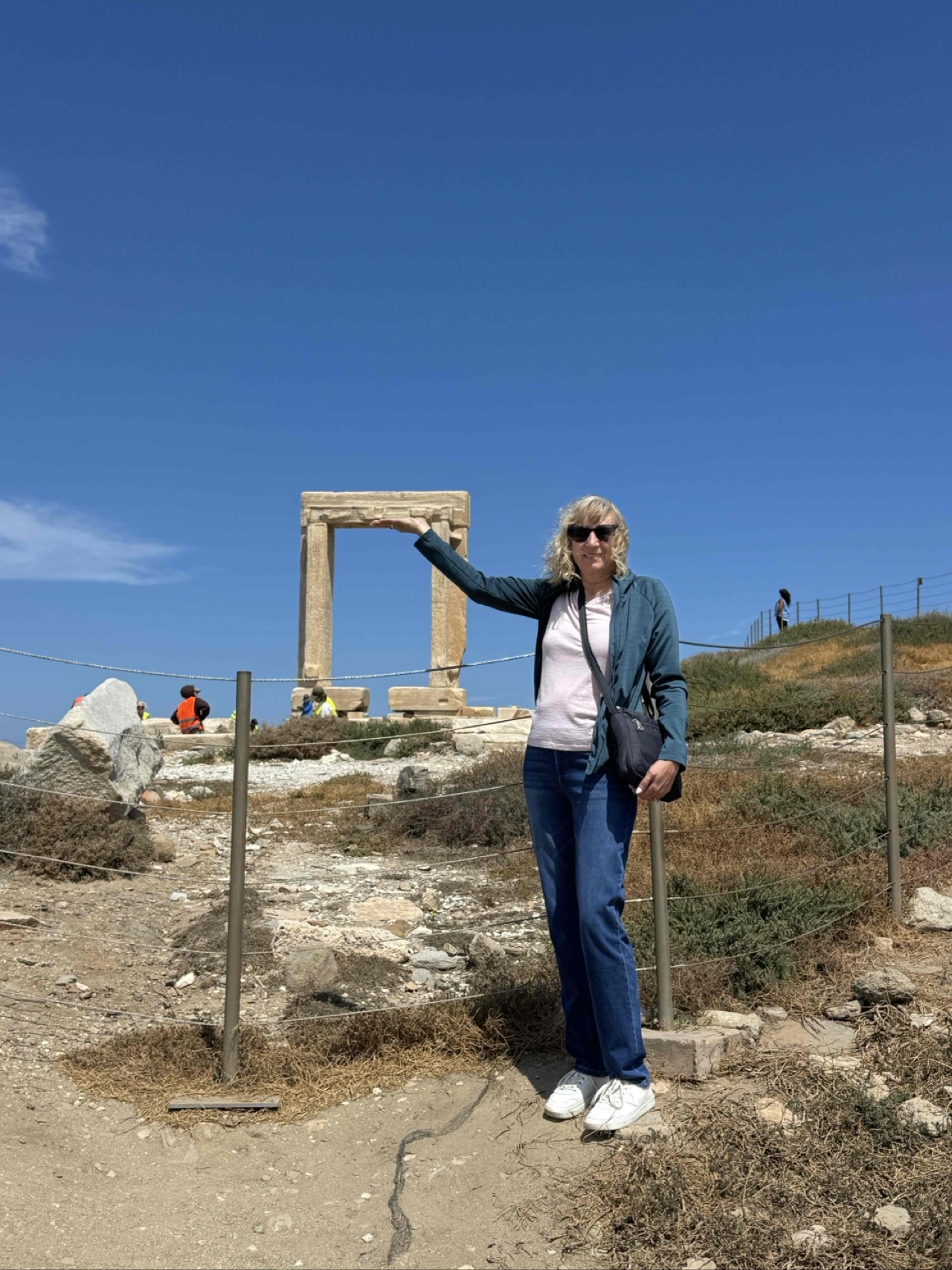 Helping hold up the 20 ton gate to the Temple of Apollo