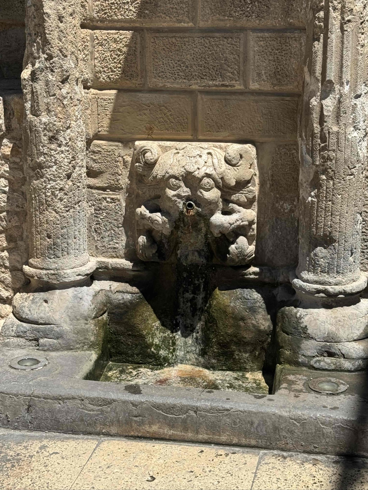 Greek fountain outside our restaurant